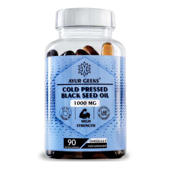 Ayurgeeks Cold Pressed Black Seed Oil 1000mg - 90 Soft Gel Capsules