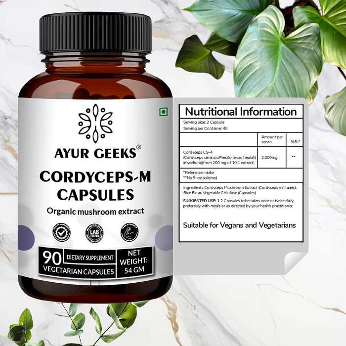 Ayurgeeks Cordyceps-M Capsules 2000mg - 90 Capsules