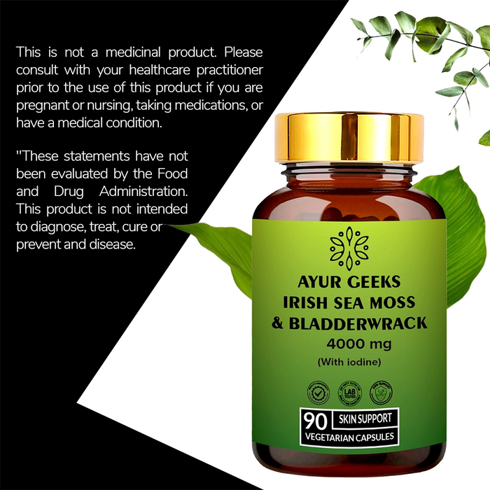 Ayurgeeks Irish Sea Moss & Bladderwrack 4000mg - 90 Capsules