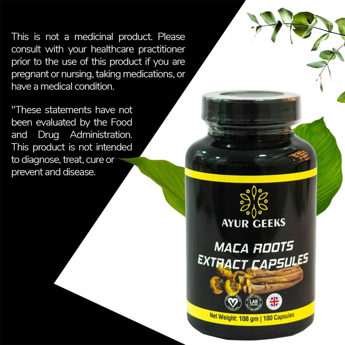 Ayurgeeks Maca Roots Extract Capsules 6000 mg - 180 Capsules