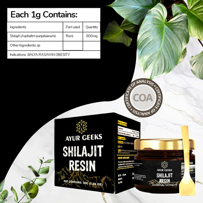 Ayurgeeks Himalayan Pure Shilajit Resin 30g - Rich in Fulvic Acid